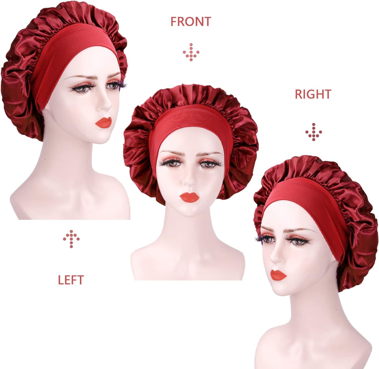 Bonnet satin nuit femme - lot de 2 - grande taille - soyeux et protecteur
