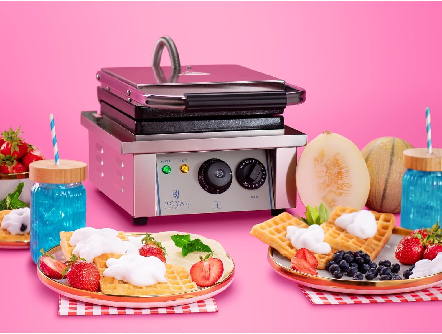 Royal Catering - gaufrier RCWM-2000-E - 37x32x50cm - 2000W, minuterie