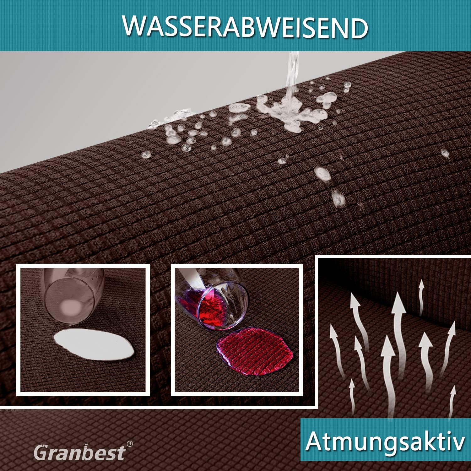 Granbest - housse futon haute stretch - 185-210cm - imperméable et antidérapante, sans accoudoirs