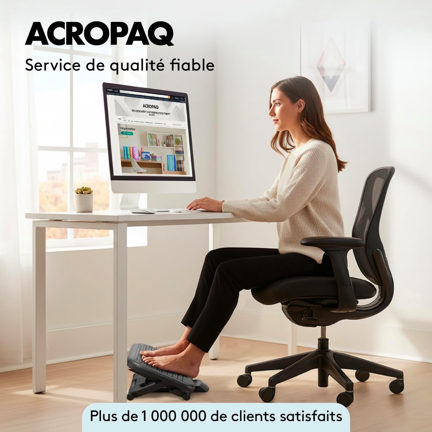 ACROPAQ - repose-pieds 3 hauteurs - inclinaison -30°/+30° - antidérapant, gris