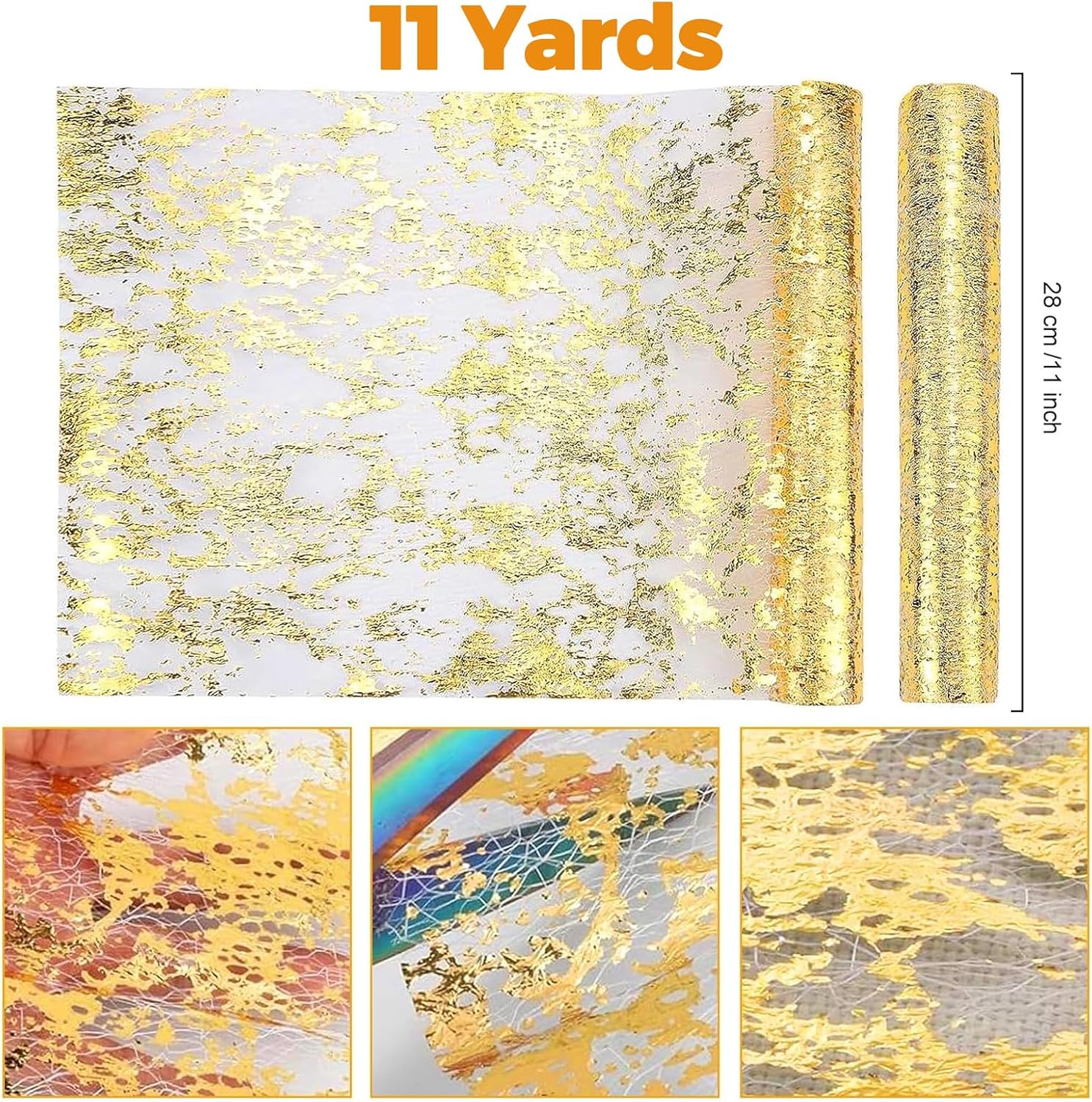 Chemin de table filet - polyester doré - 28x1000cm - Feuille d'or, déco fête