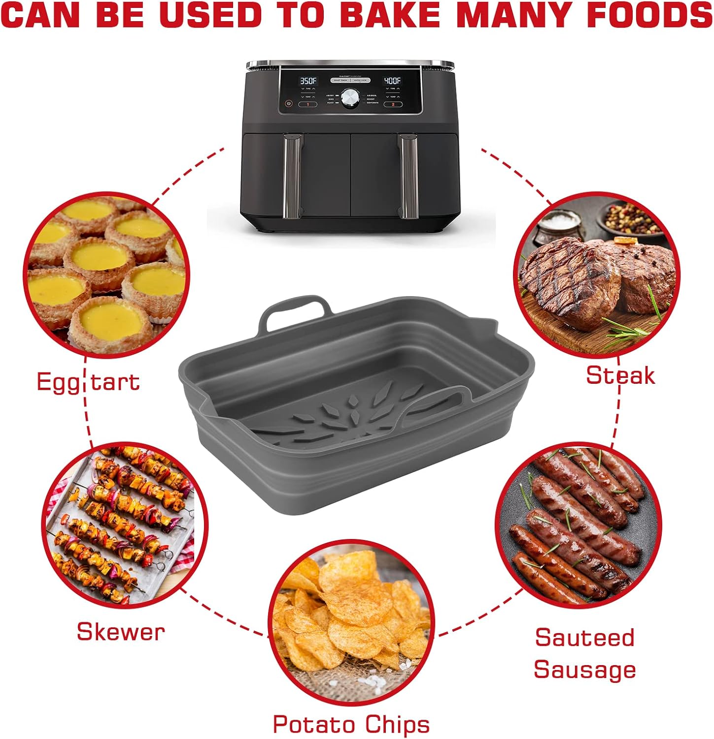 Paniers pliables air fryer - silicone - 4 moules muffins, tapis cuisson