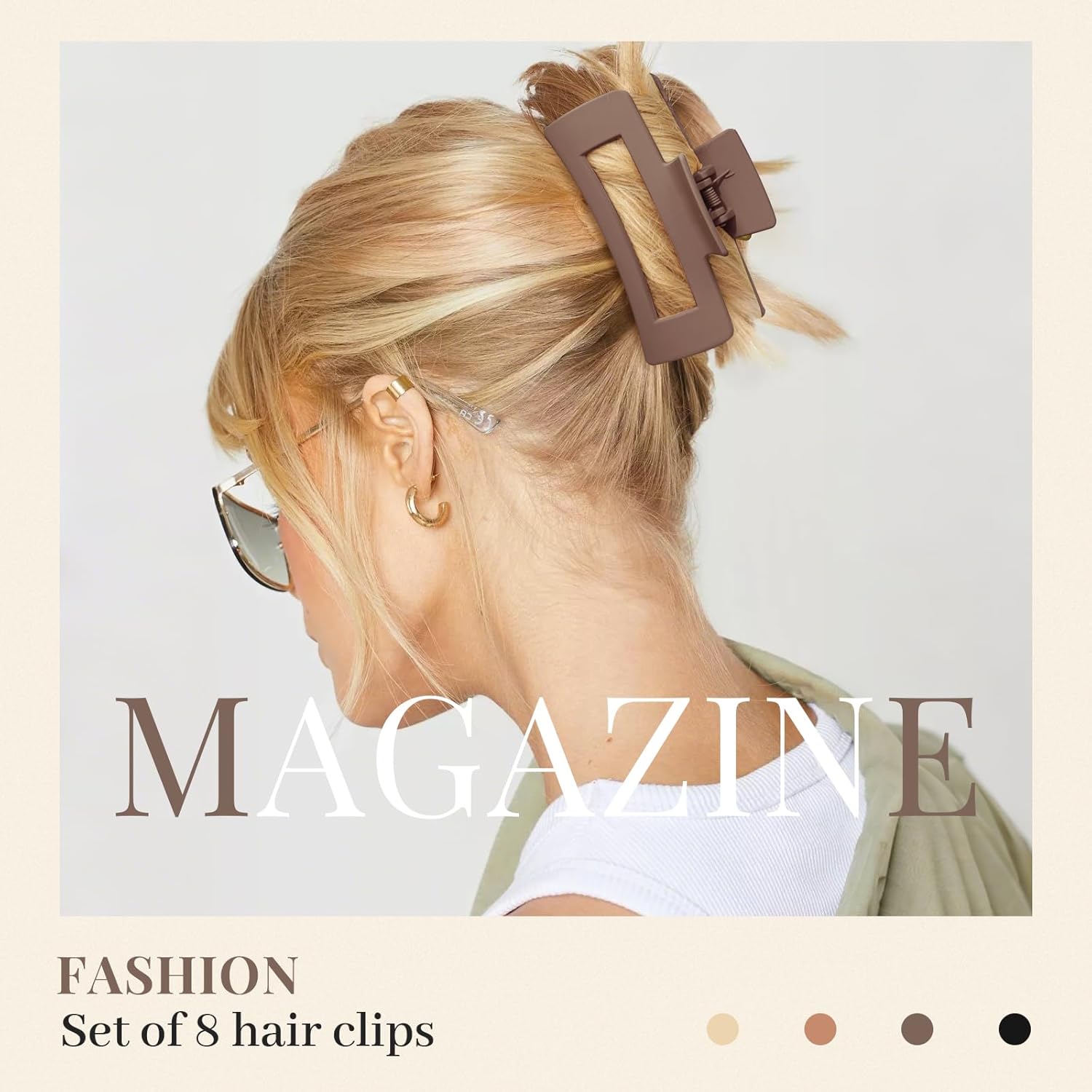 Kavya - Griffe Cheveux Femme 10.5cm - Lot 8, antidérapantes, cheveux épais