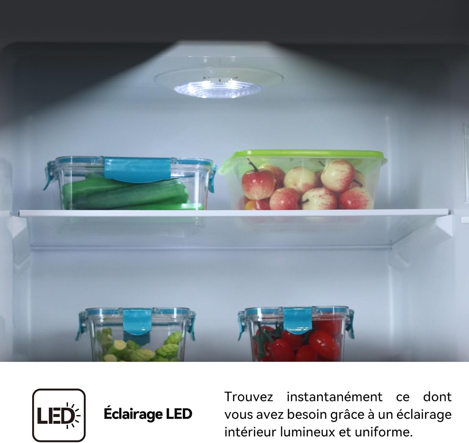 magictec - combiné réfrigérateur/congélateur - 266L - No Frost, LEDs, métallique