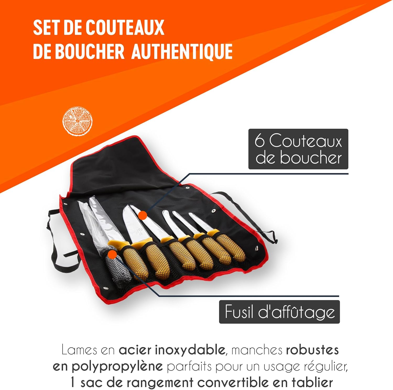 Pradel Excellence - sac couteaux boucher 7 pièces - inox, lavable, tablier - PCOT005008