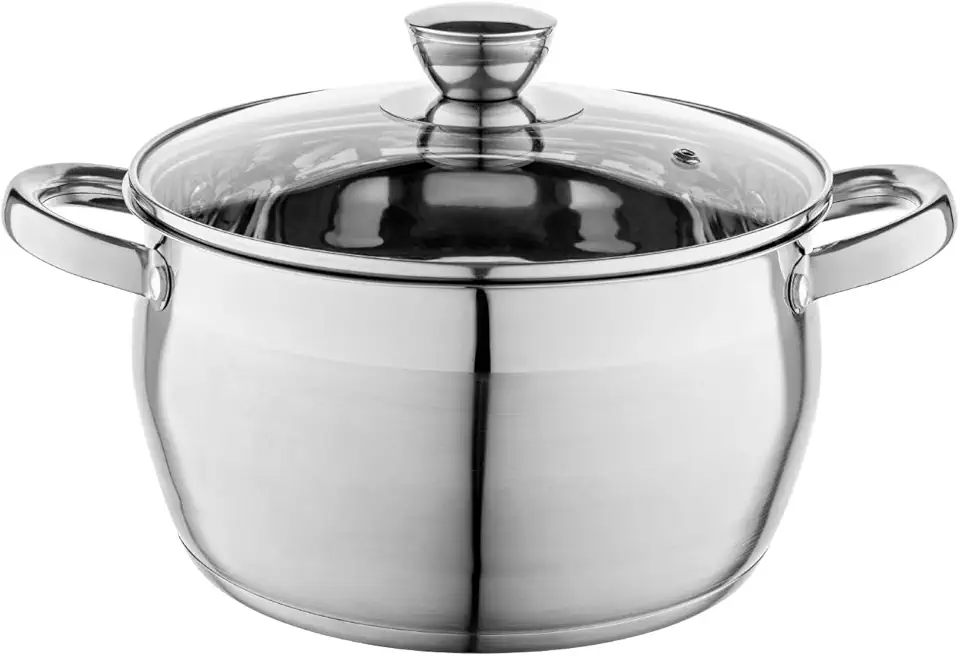 FLORINA - Faitout Oliver 24 cm, inox 6L, couvercle verre, induction