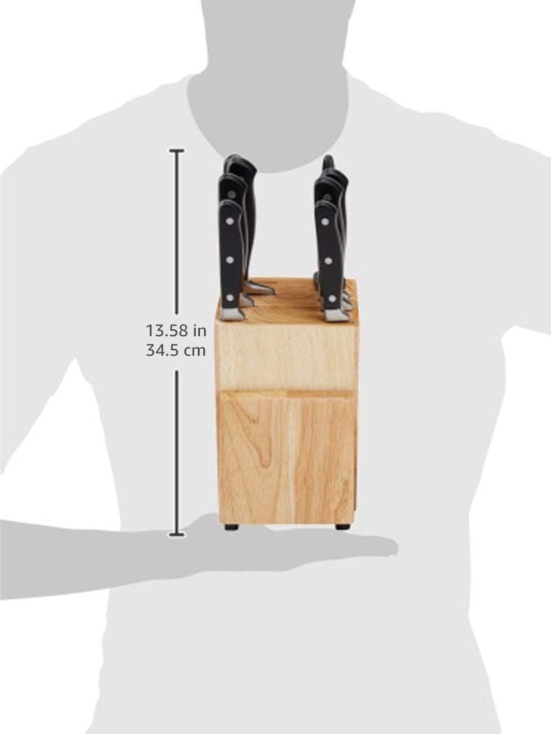 Amazon Basics - Bloc couteaux 9 pièces - Compact, polyvalent, noir