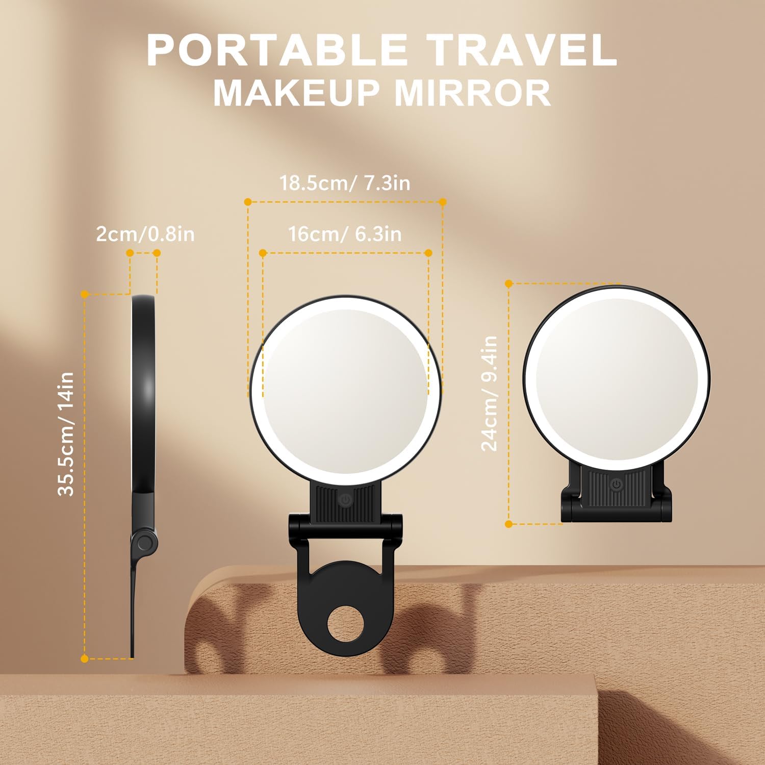 Auxmir - miroir maquillage double face, LED, 30X/1X, 2000mAh, pliable