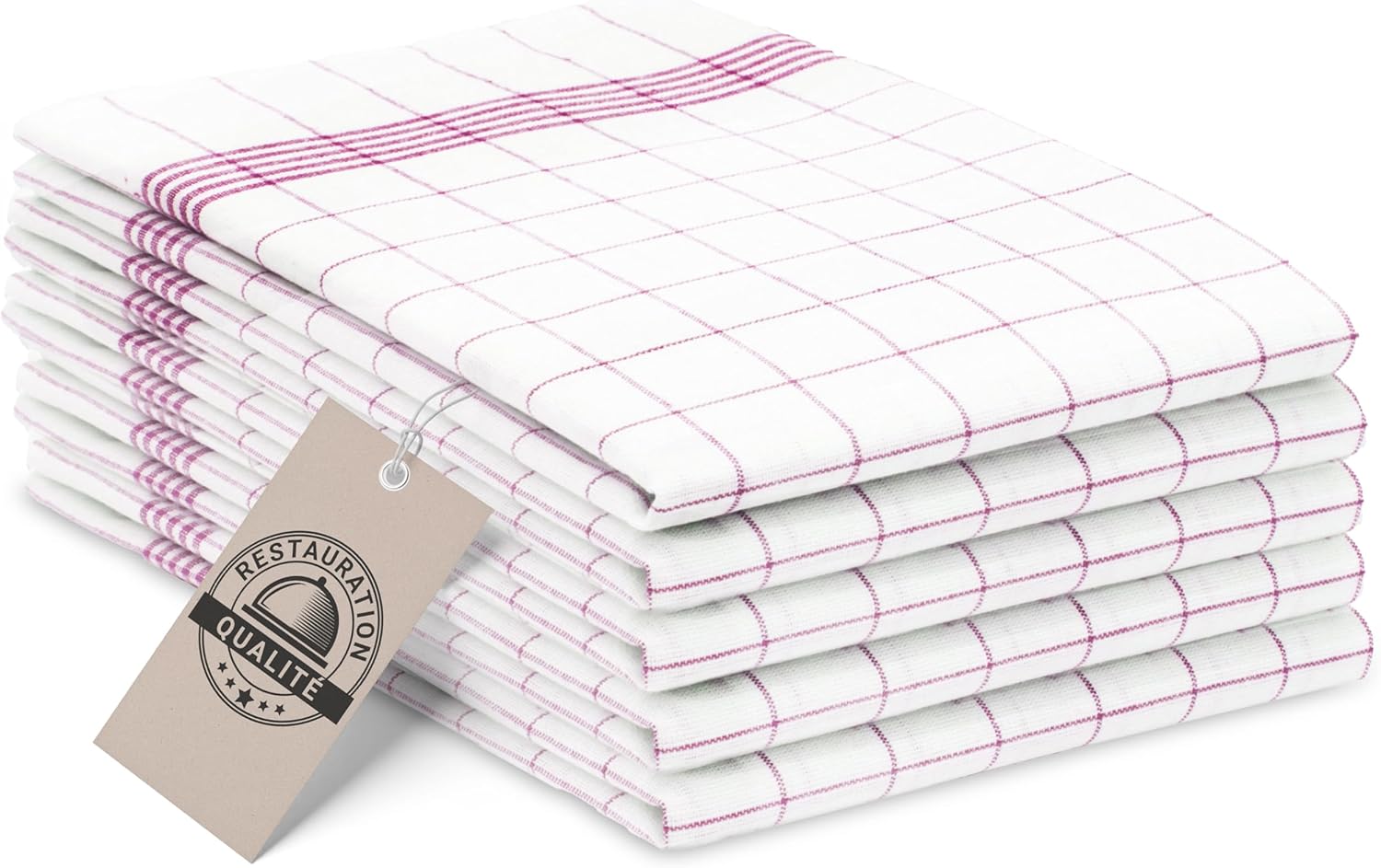 ZOLLNER - Set torchons cuisine carreaux rouges - 50x70 cm - coton