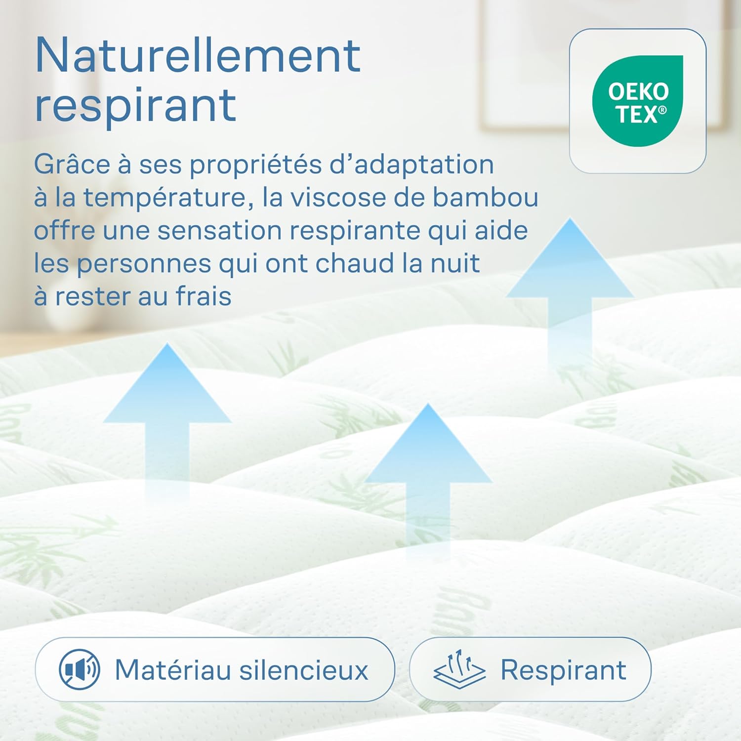 Surmatelas Confort Nuageux - 140x190 cm - Ultra-doux, bambou respirant
