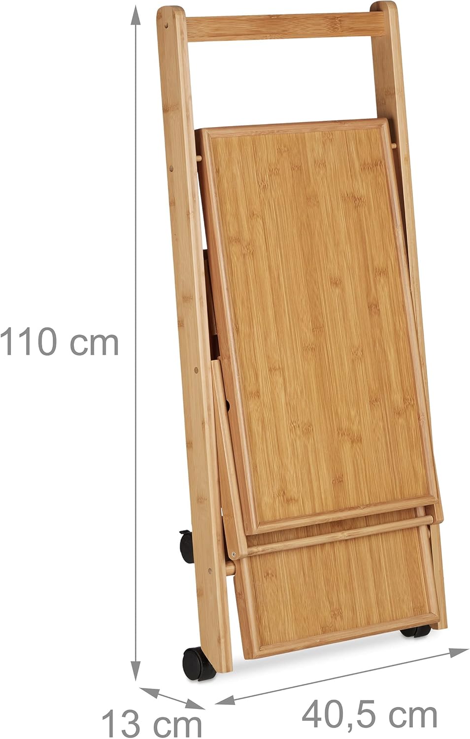 Relaxdays - desserte cuisine pliante bambou 70x40,5x65cm, brun/noir