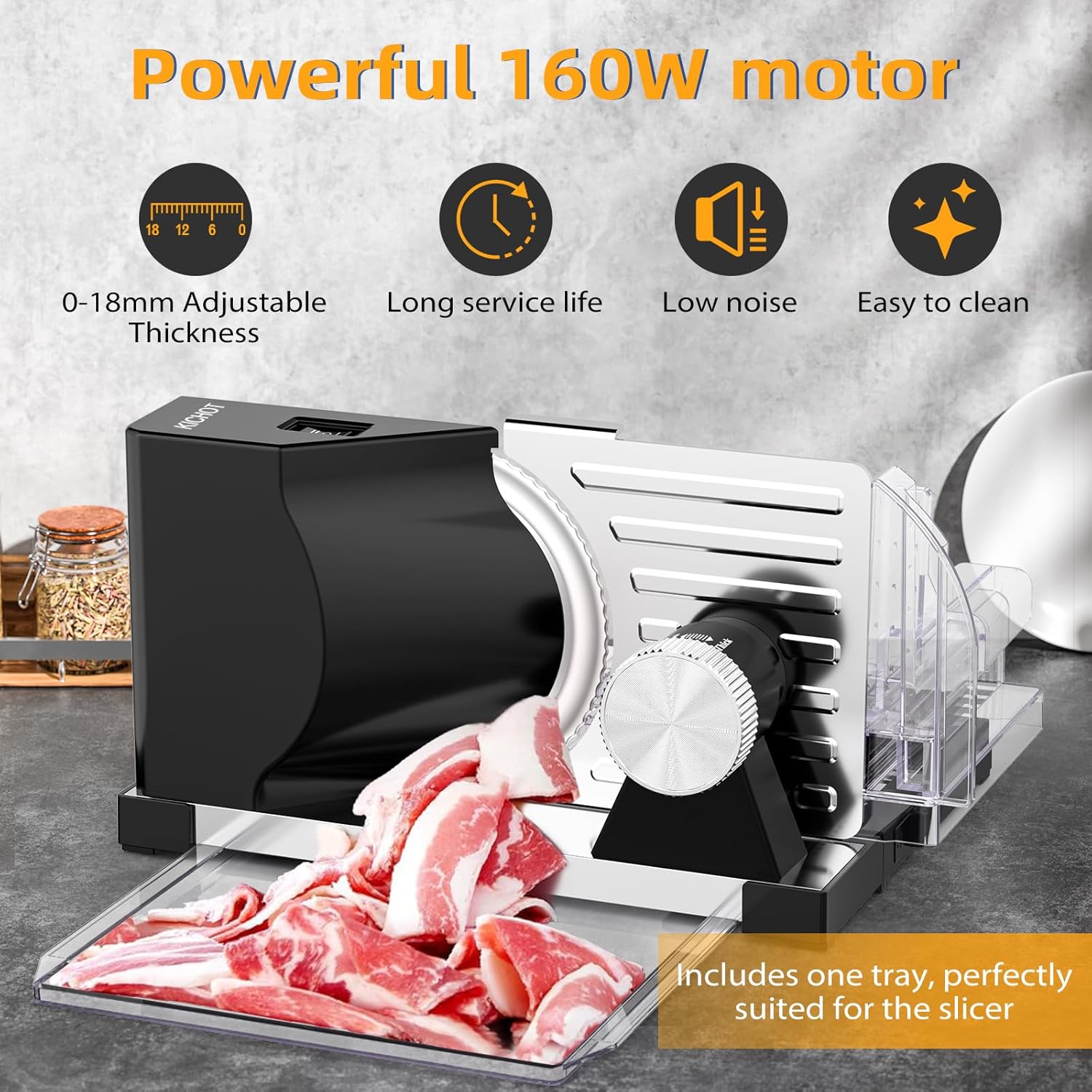 Trancheuse électrique universelle - pliable, épaisseur réglable, 160W, compacte