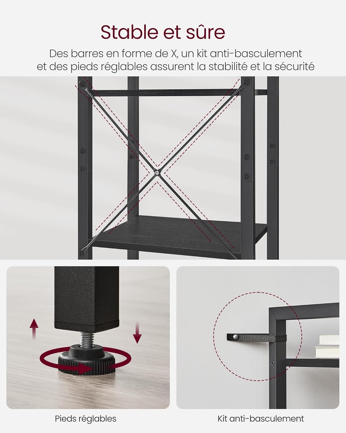 VASAGLE - étagère 6 niveaux - 30x40x187,5 cm - rangement industriel LLS101B56