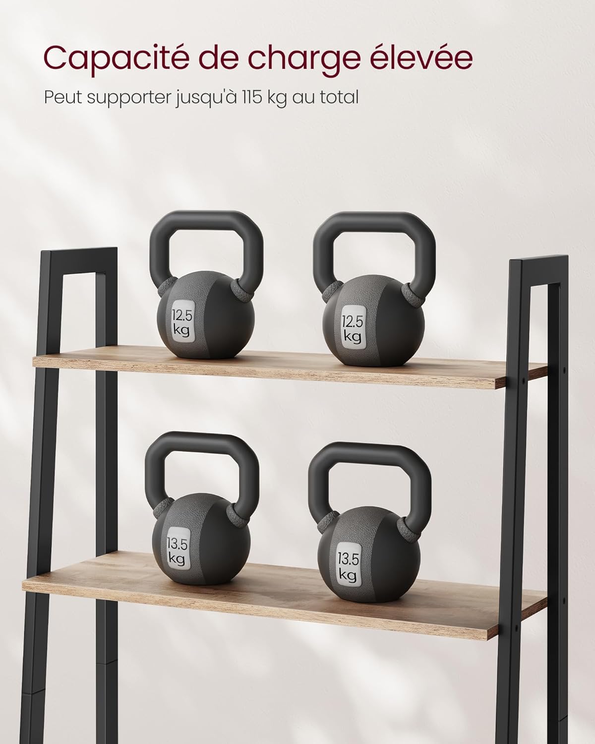 VASAGLE - meuble de rangement industriel 4 niveaux acier 59x30x125cm LLS144B50