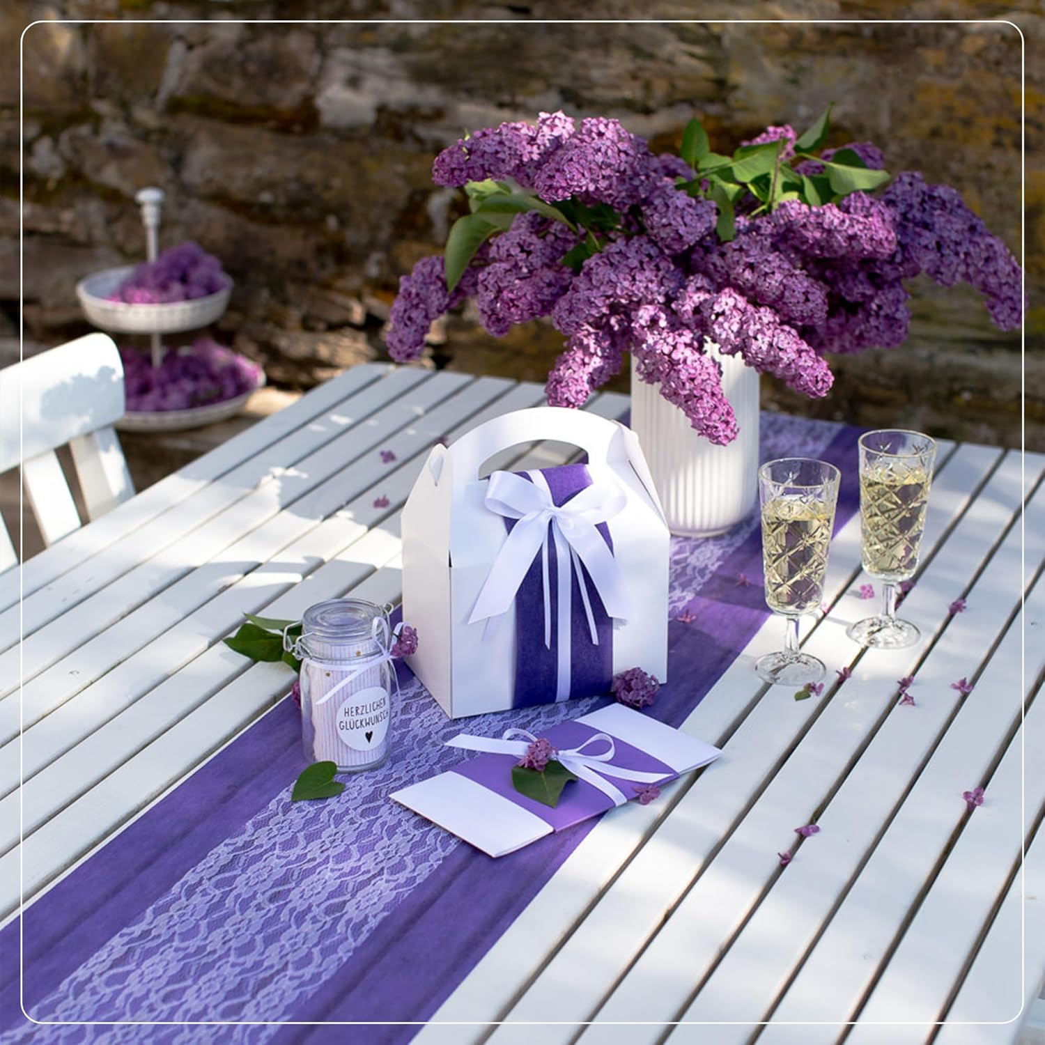 100%Mosel - chemin de table non-tissé violet 30x250cm - déco occasions