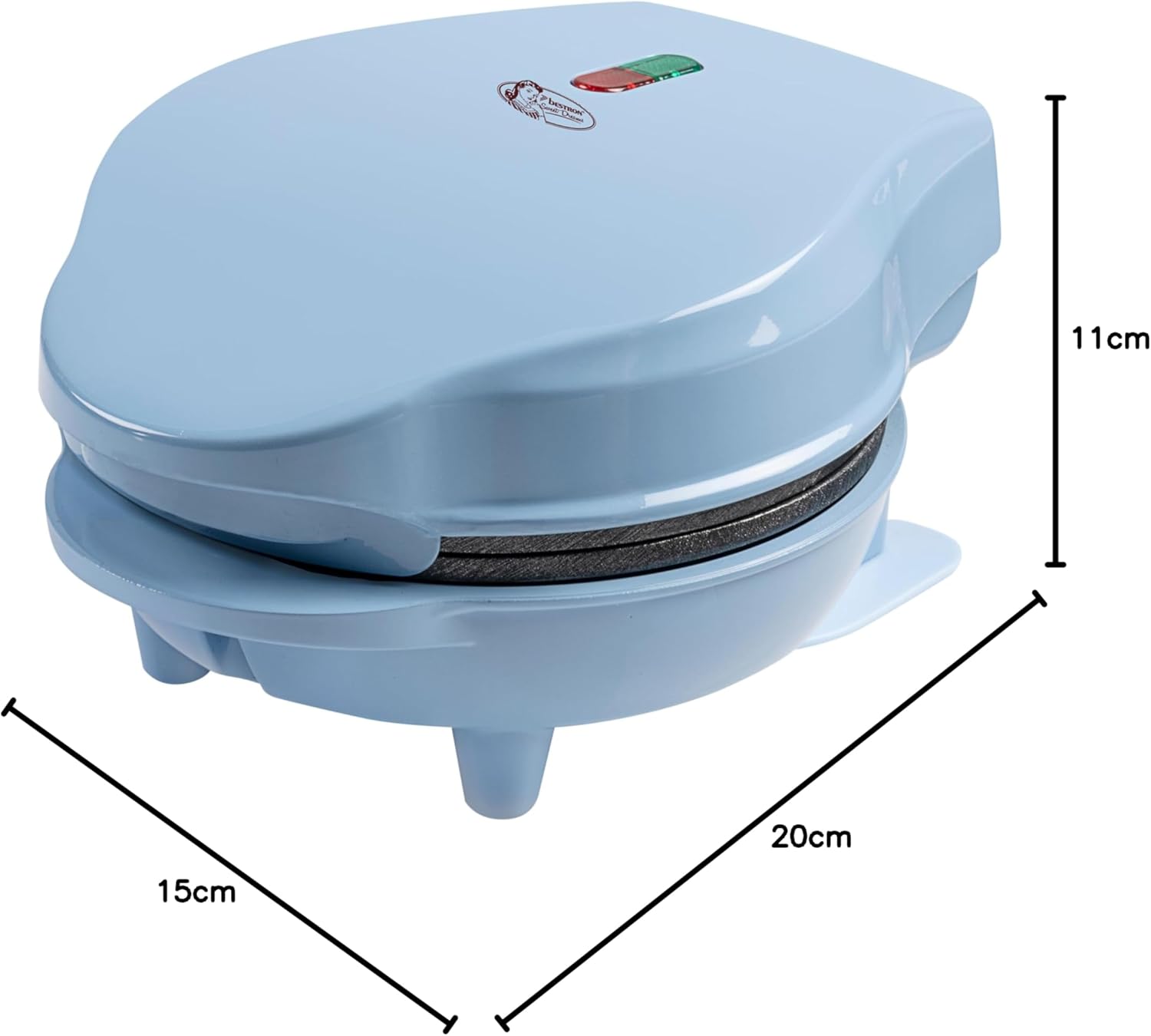 Bestron - Mini gaufrier rétro bleu - compact - revêtement anti-adhésif