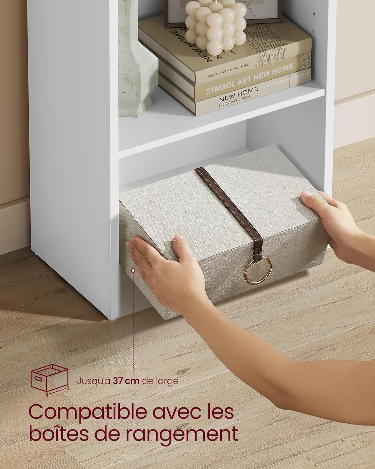 VASAGLE - étagère 4 niveaux - 24x40x121,5 cm, rangement blanc, LBC104W