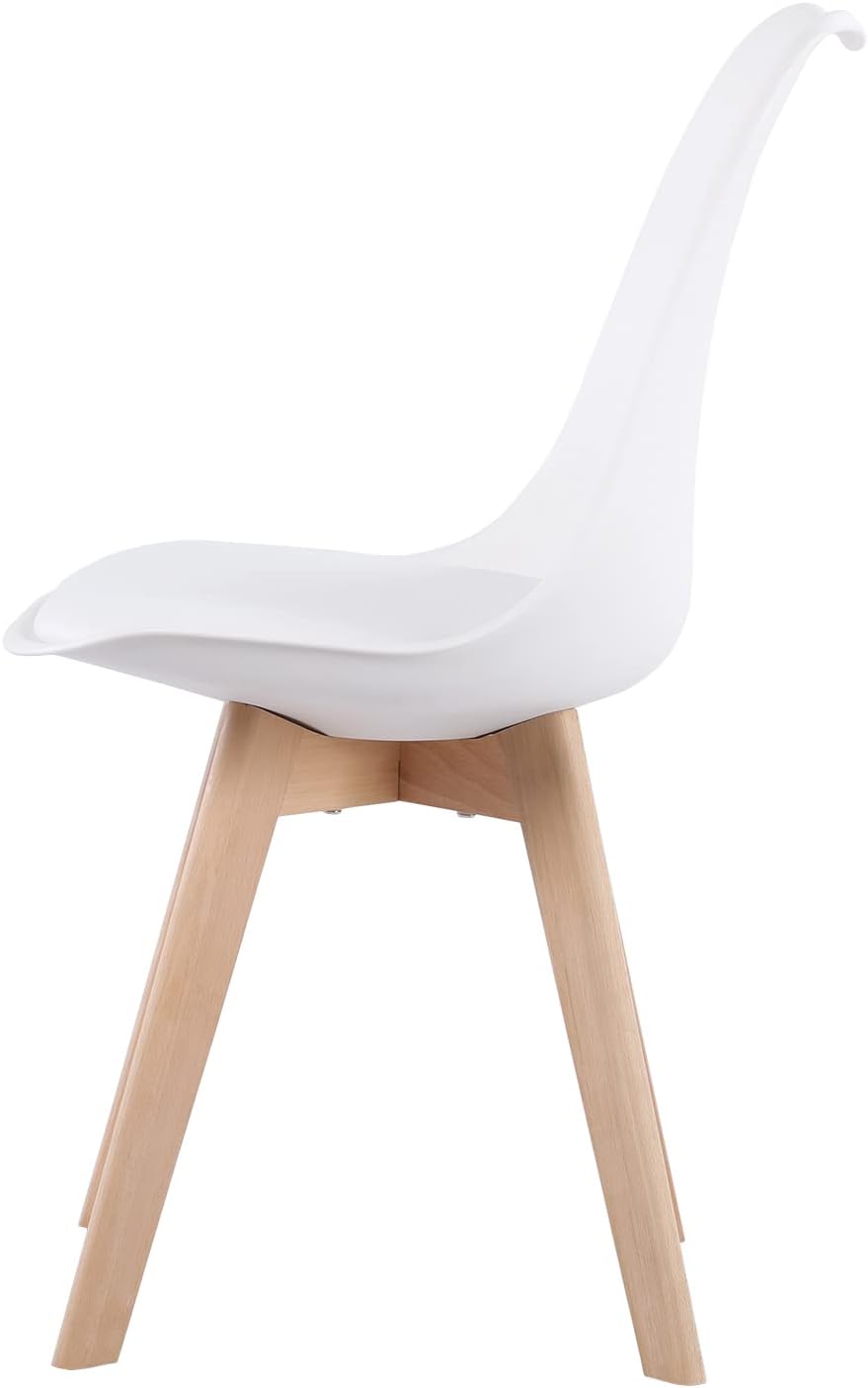 EGGREE - Série Scandinave - lot de 6 - chaises rembourrées, pieds hêtre, blanc