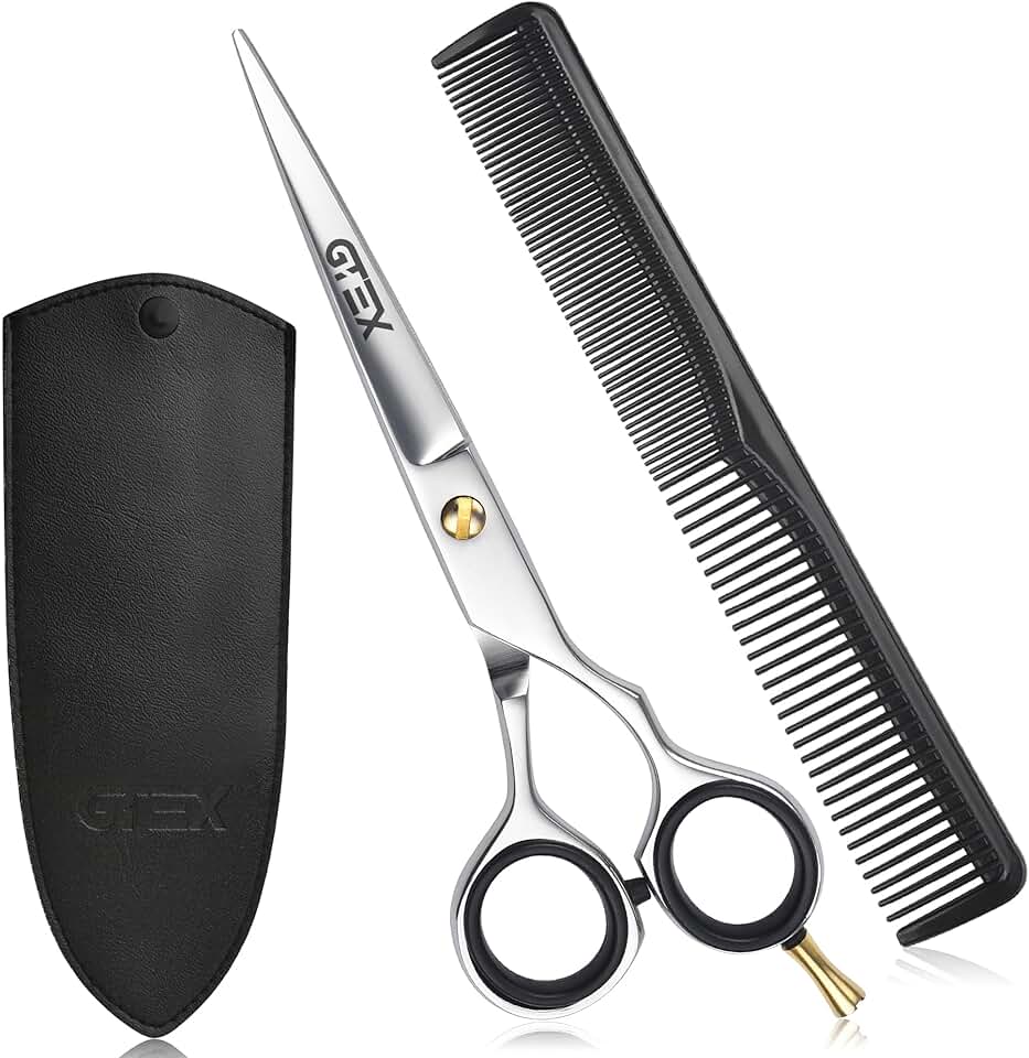 GTEX - Ciseaux coiffure professionnels - 6,5 pouces - acier inox haute teneur en carbone, kit hommes femmes