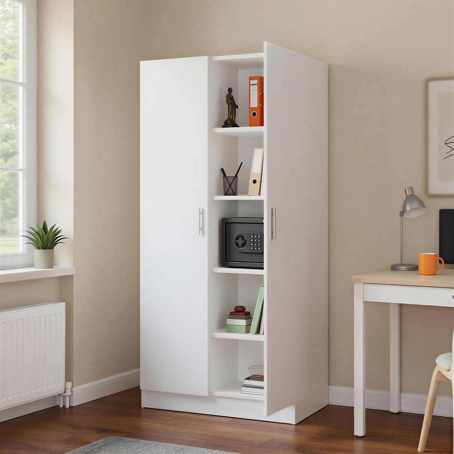 Amazon Basics - armoire de rangement cuisine, blanc, 60x31,5x152,5cm, étagères ajustables