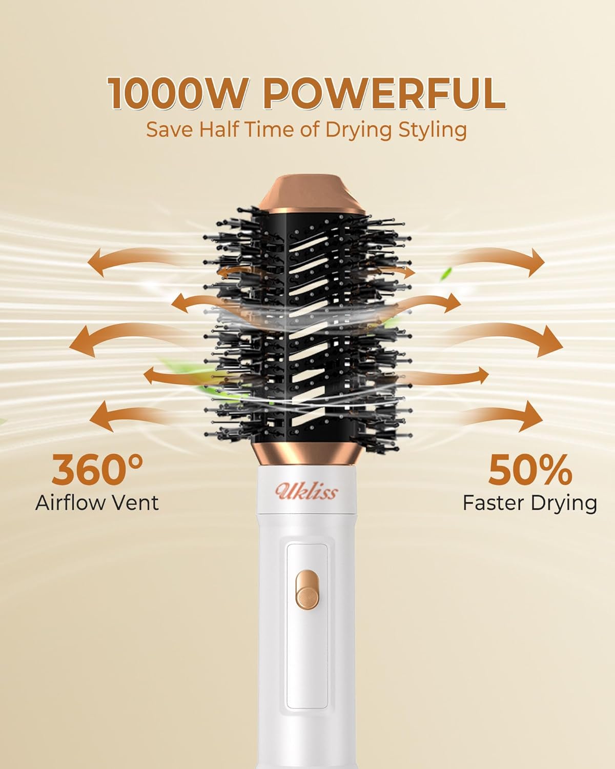 UKLISS - Air Styler 6 en 1 - brushing ionique, boucleur, lisseur, brosse chauffante