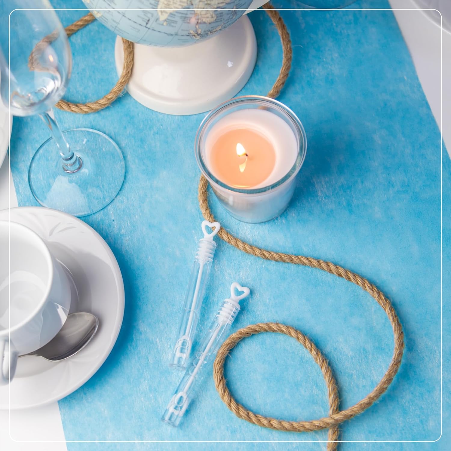 100%Mosel - Chemin de table non-tissé bleu aqua - 30x2500cm - décoration occasions spéciales