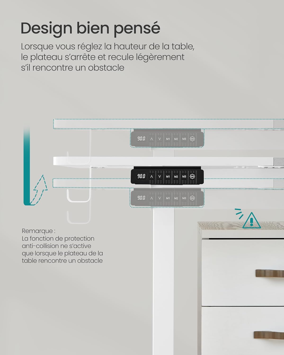 SONGMICS - bureau électrique assis-debout, 120x60 cm, 4 mémoires, LSD015W02