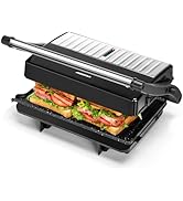Aigostar York Pro - Gril, Grill électrique, Appareil à Sandwichs et à Paninis Avec Plaques Antiad...