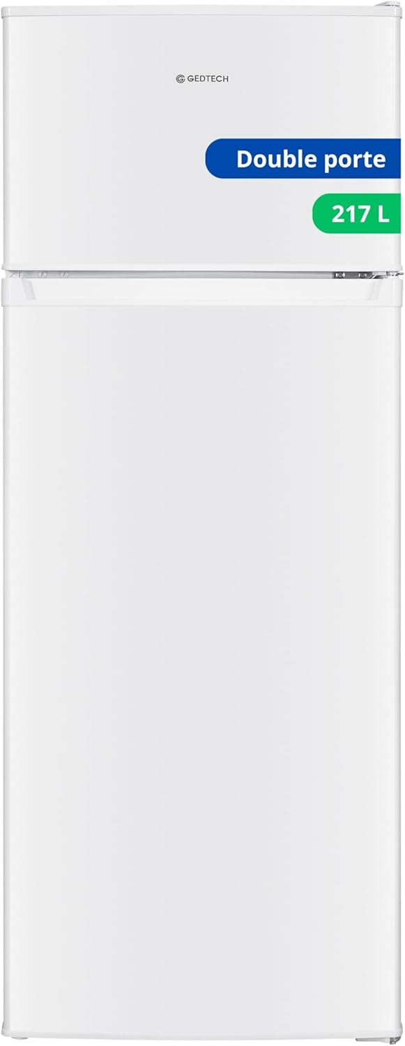GEDTECH - réfrigérateur congélateur haut 217L, classe E, GE217DP