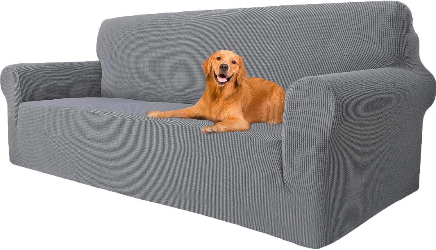 Housse Canapé - 3 places - extensible, antidérapante, lavable, gris clair