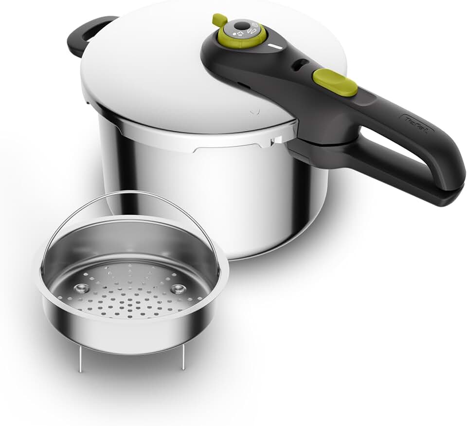Tefal - Secure 5 Neo - cocotte-minute inox 6L, 2 programmes, sécurité 5 points, compatible induction/lave-vaisselle - P2