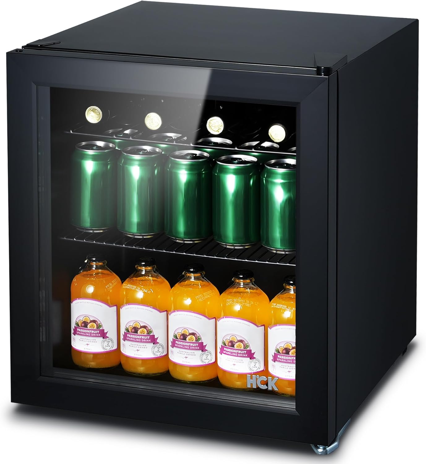 HCK - Mini frigo 48L - porte vitrée, silencieux, 0-15°C, compact