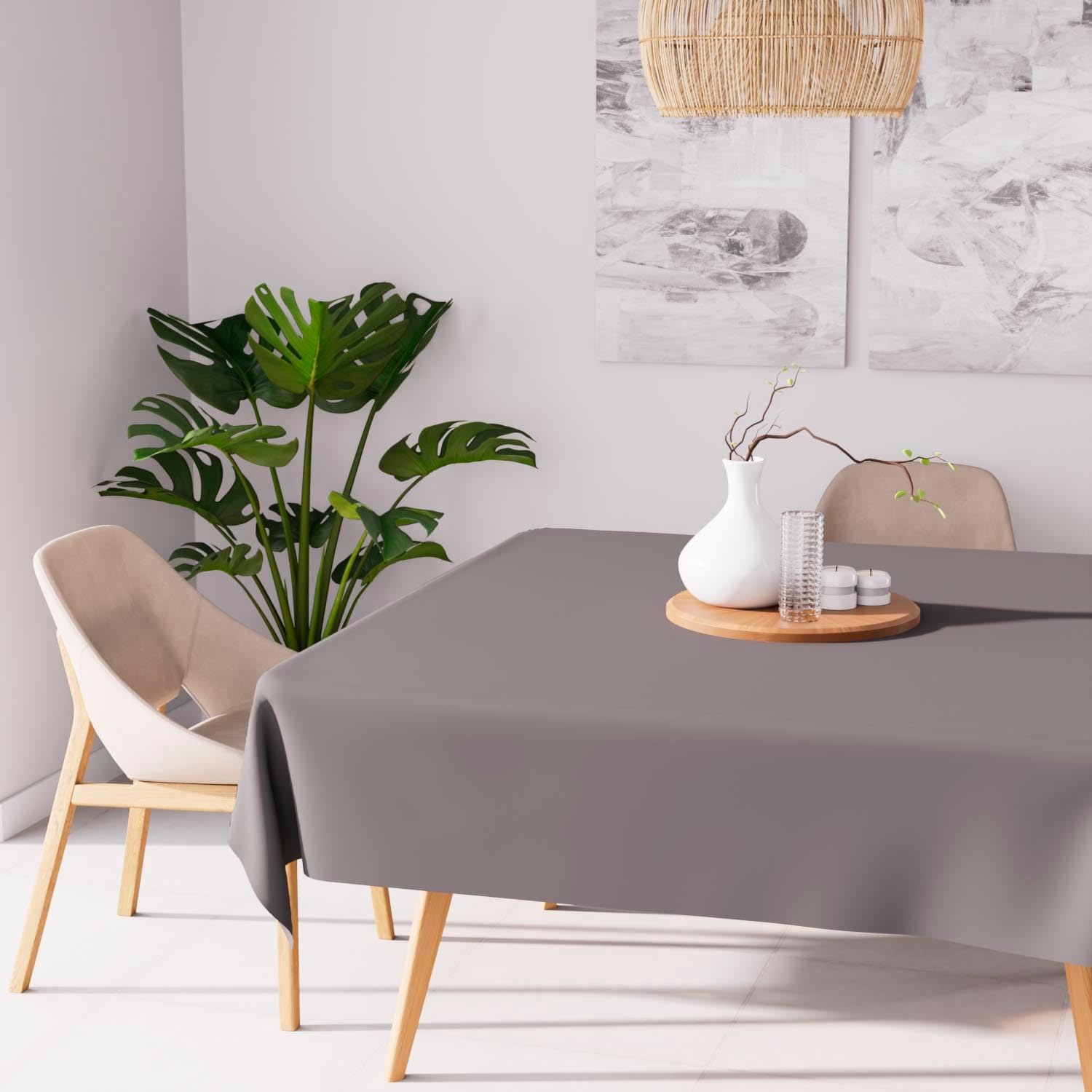 Soleil d'ocre - Alix nappe carrée anti-tâche 180x180cm polyester gris