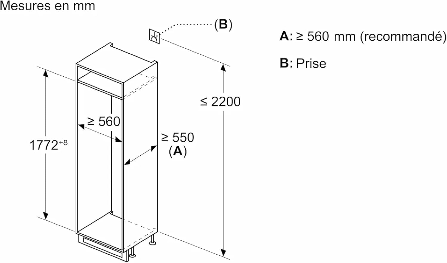 Bosch - combiné Série 2, 177.2x54.1 cm, charnières glissières - KIV865SE0