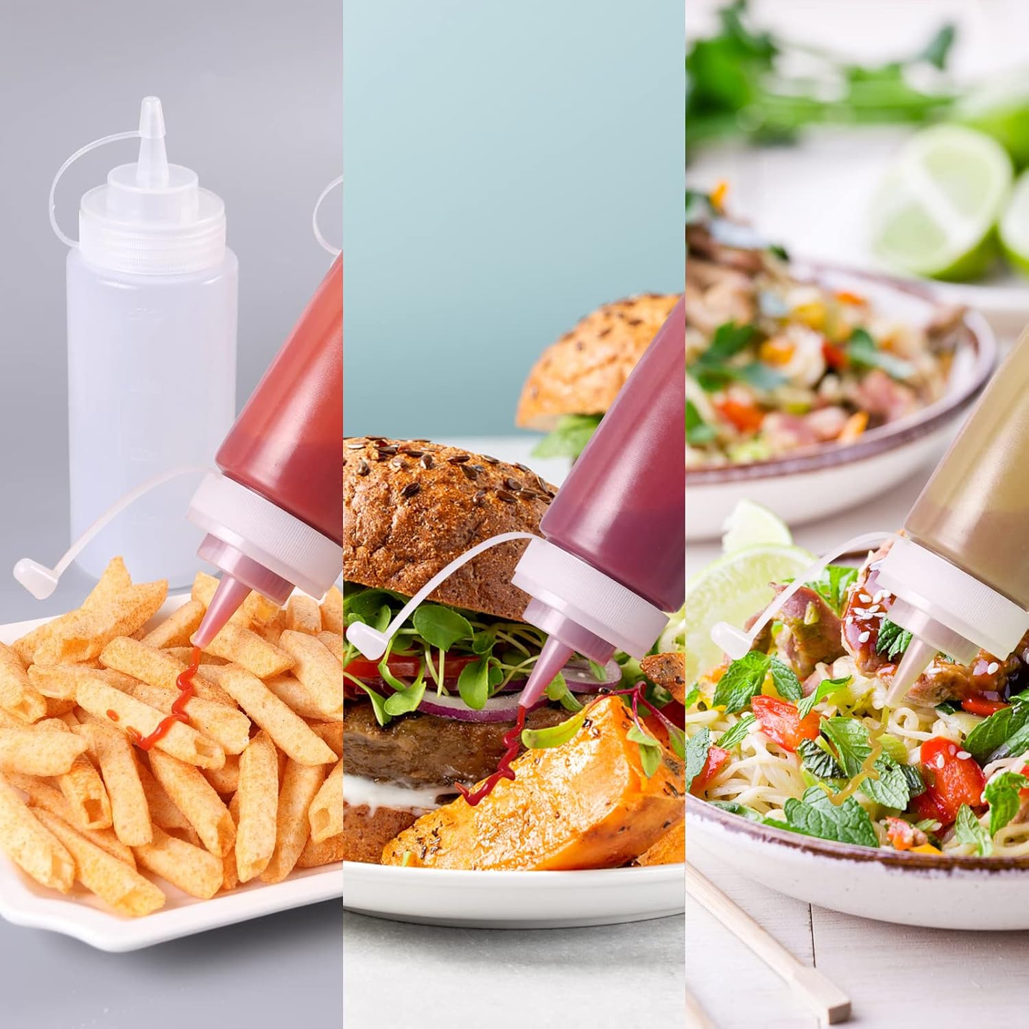 Bouteille sauce - lot de 5 - 250ml - plastique souple, transparent