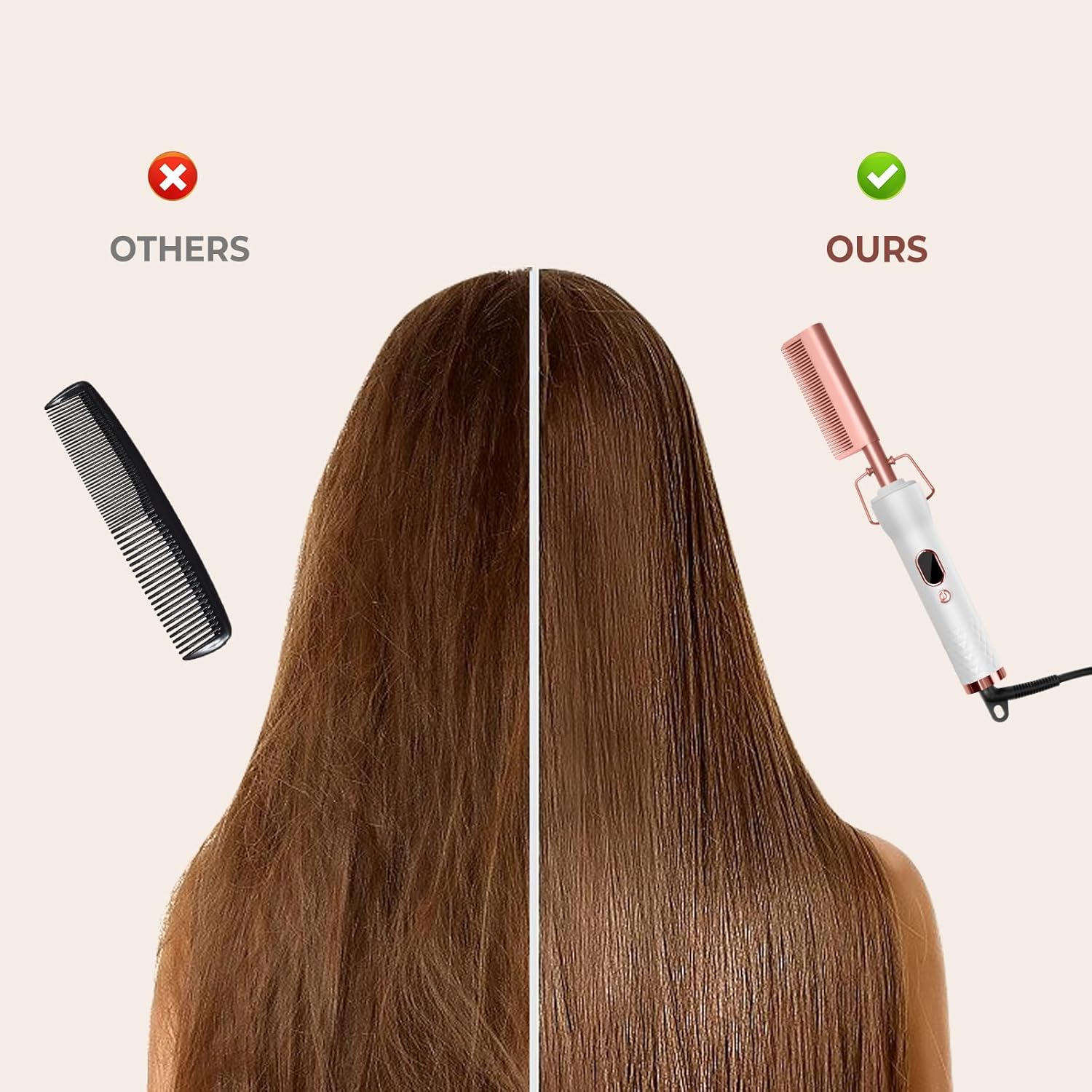 UKLISS - Peigne lissant 3 en 1 - LCD, 120-230°C, barbe et cheveux