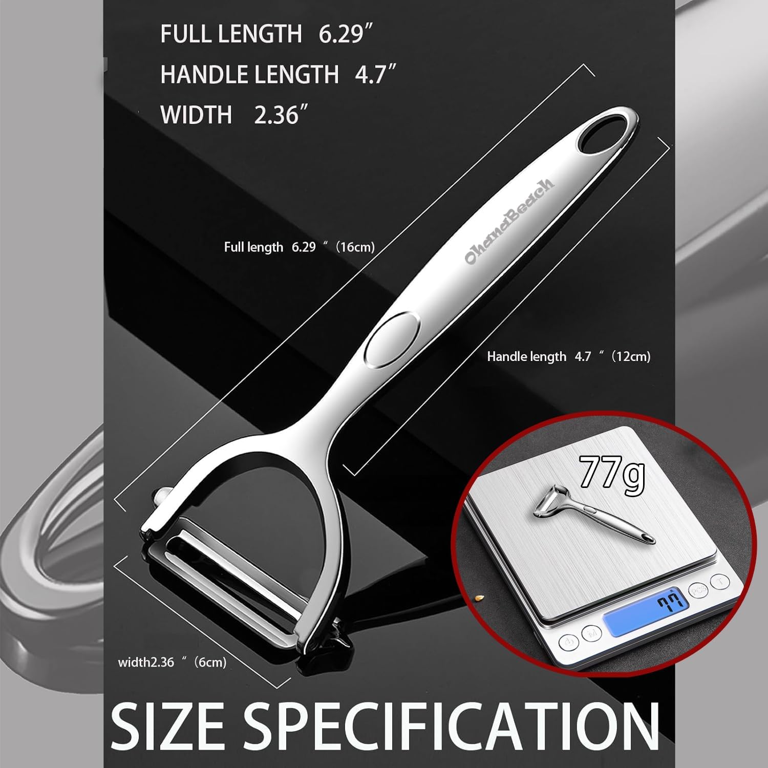 OhanaBeach - Éplucheur légume inox - matériau épais, manche ergonomique