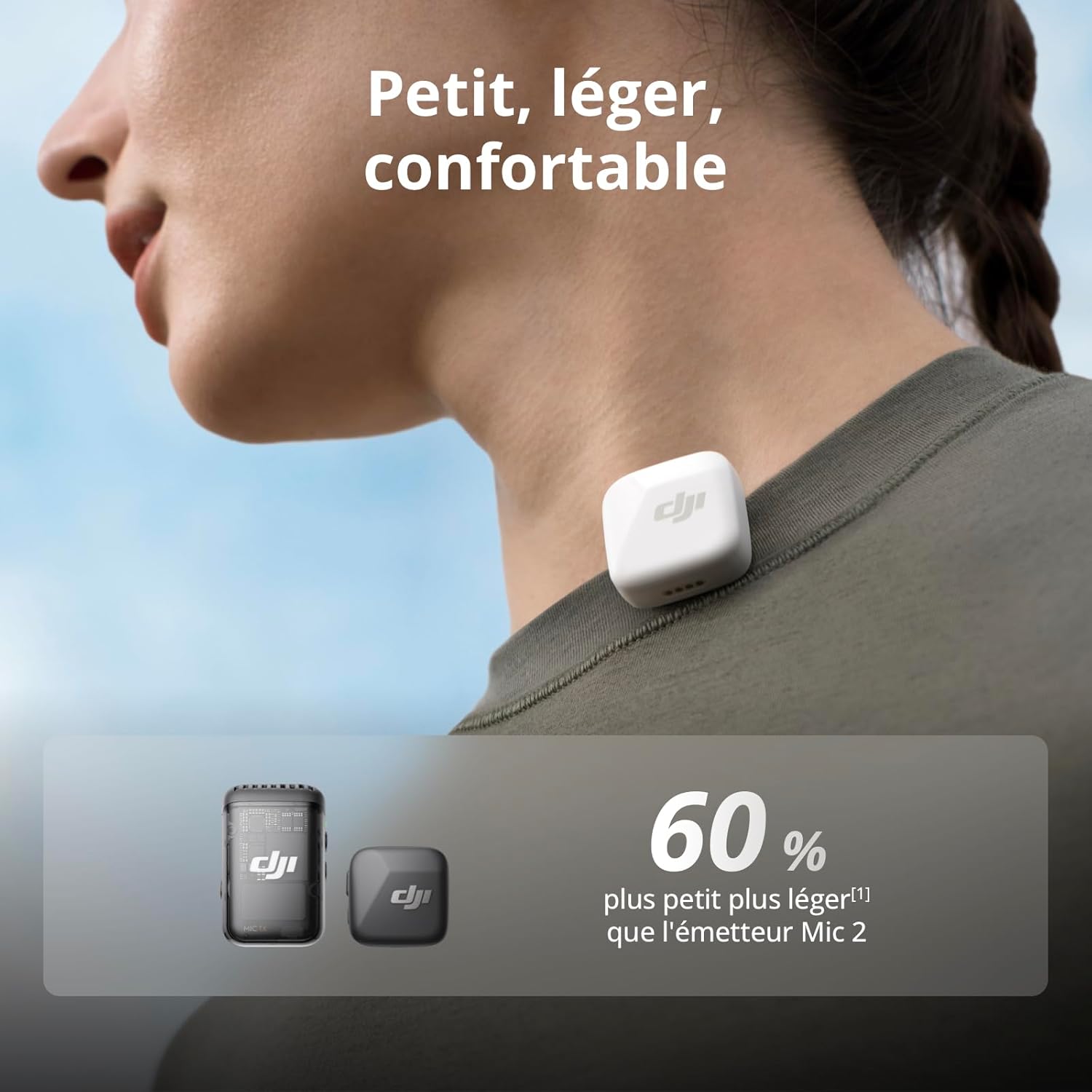 DJI - Mic Mini - ultra-léger sans fil, annulation bruit, portée 400m