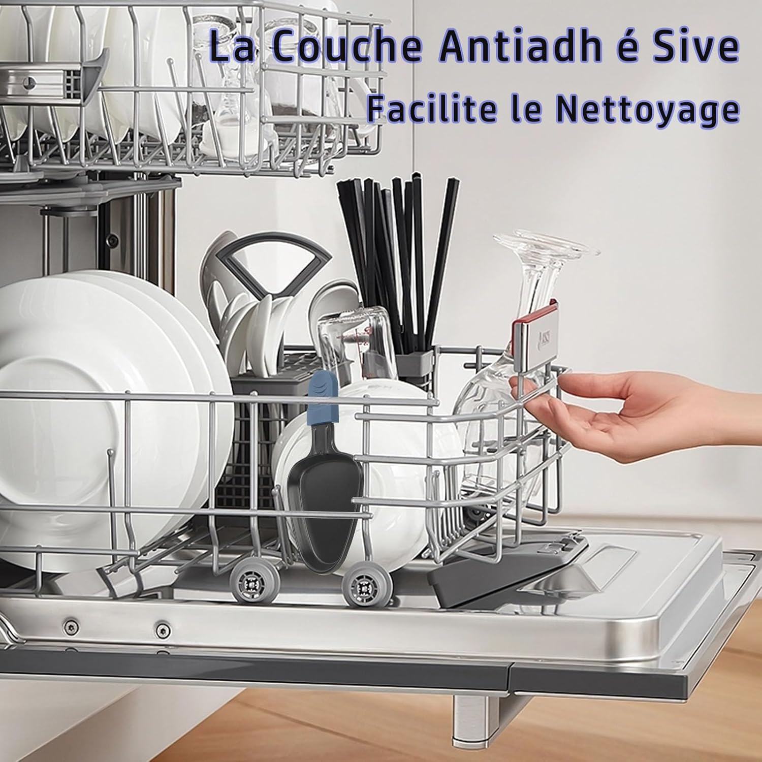 Poêlon à raclette - triangulaire 18x10cm - antiadhésif, 4 pelles bois