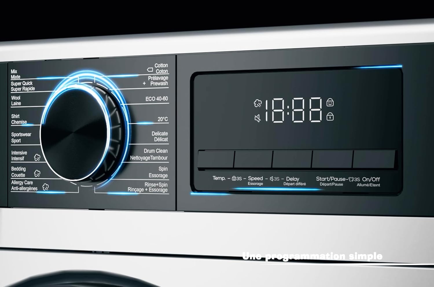 GEDTECH - Lave-linge frontal 10kg 1400tr 16 programmes éco - GLL101400WH