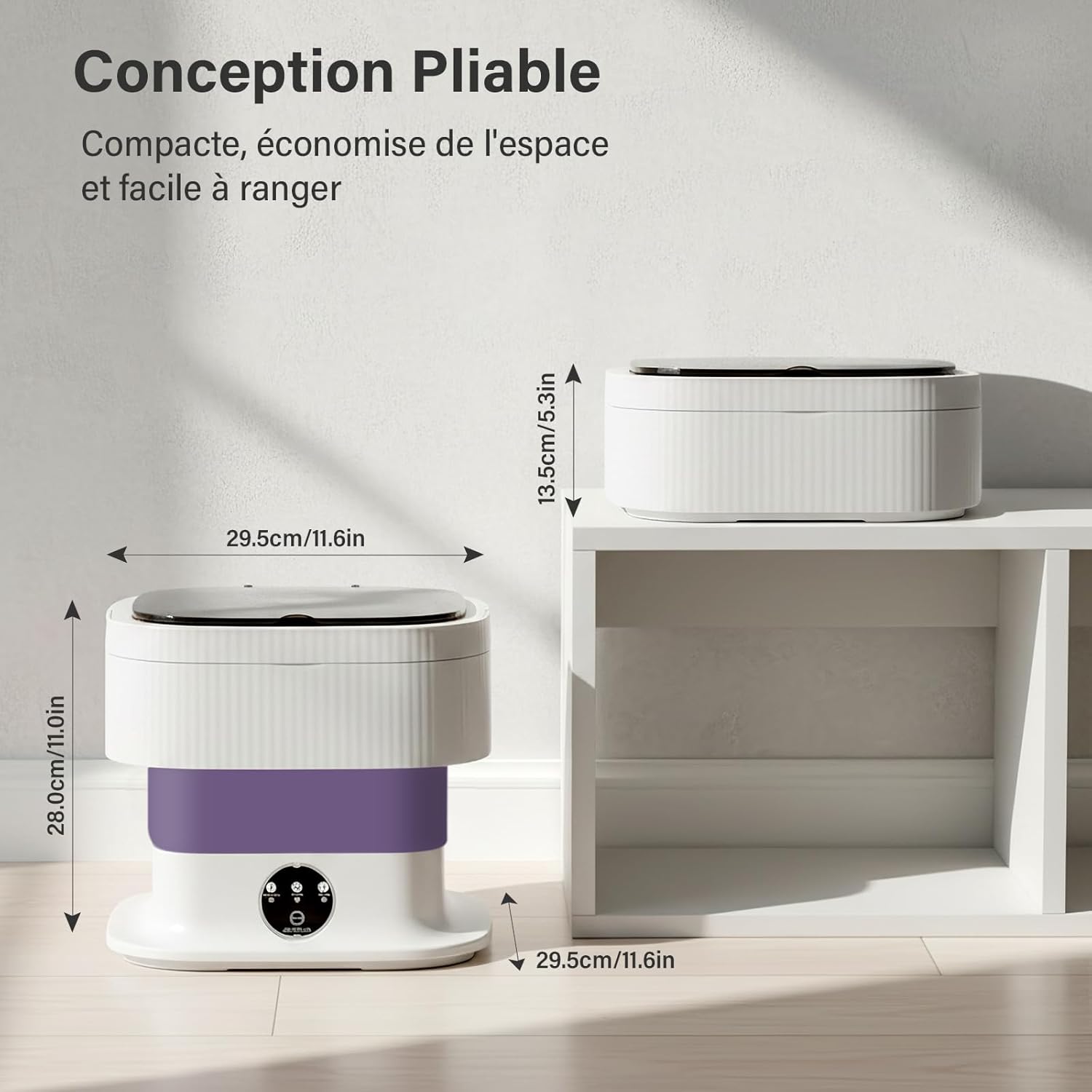 Mini lave-linge portable 10L, pliable, 3 modes, essorage amovible