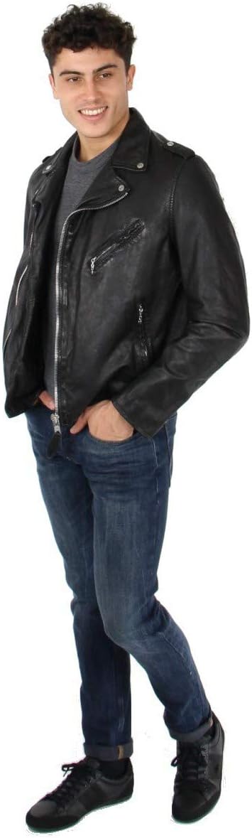 Schott - Perfecto cuir homme - coupe ajustée - noir classique 47534