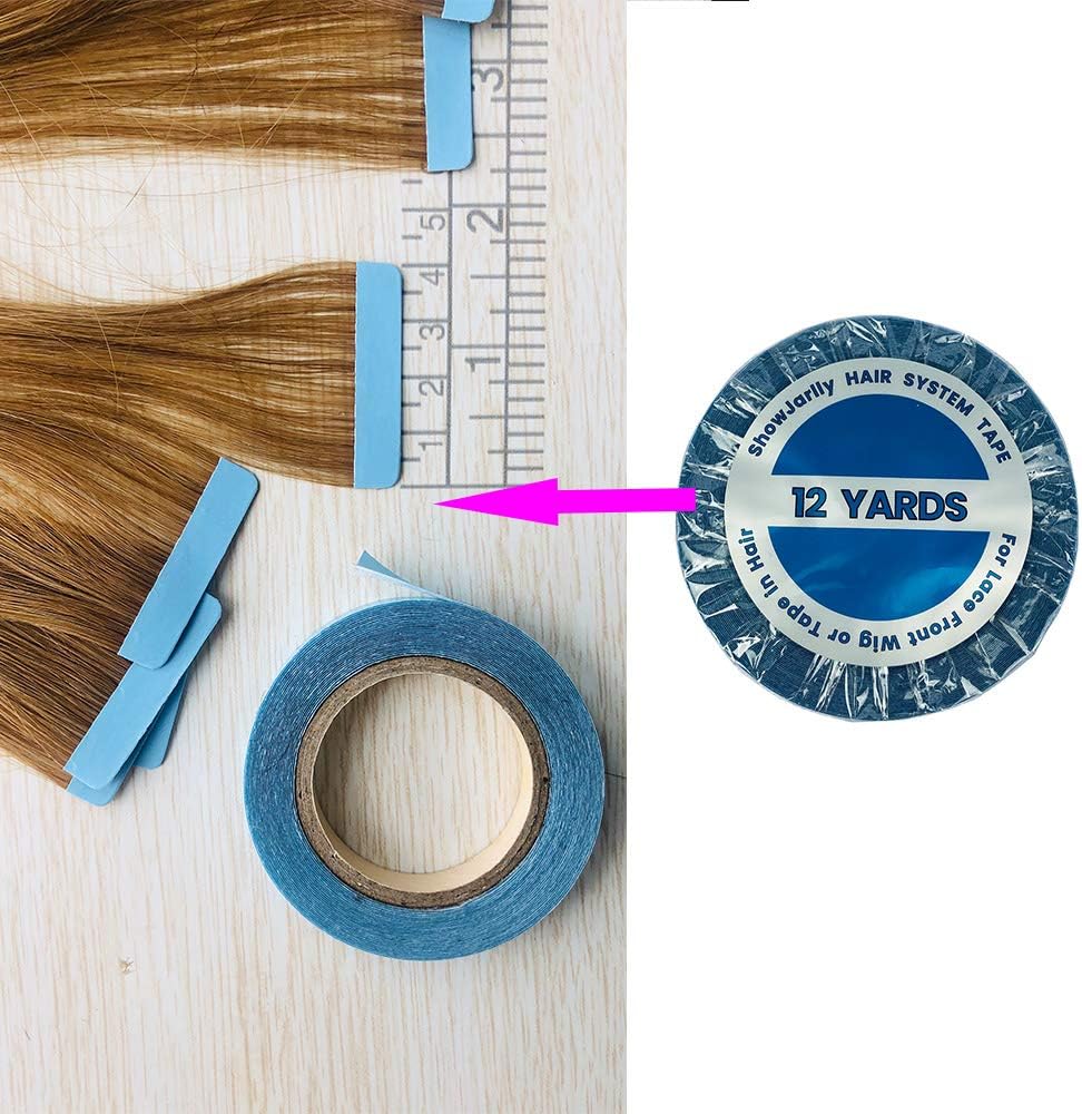 ShowJarlly - ruban adhésif lace front bleu - 0,8cm x 12Y - double face, fixation longue durée