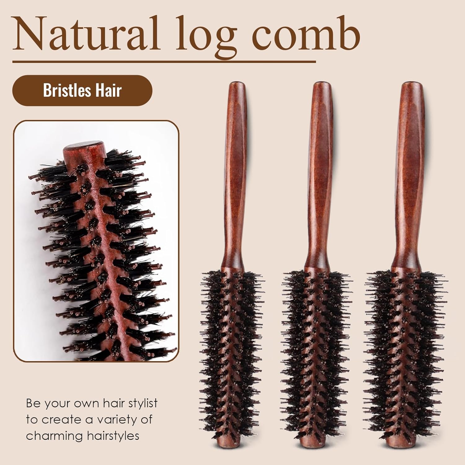 Brosse ronde - poils de sanglier - coiffage et séchage efficaces