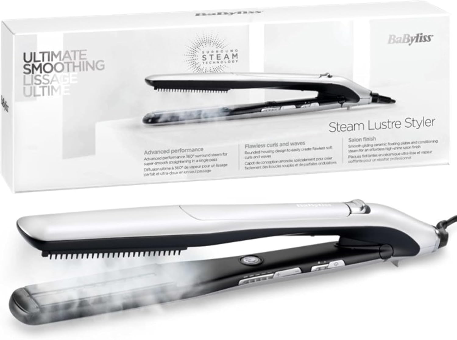 BaByliss - Lustre Steam - lisseur vapeur, 5 temp, advanced ceramics, ST595E