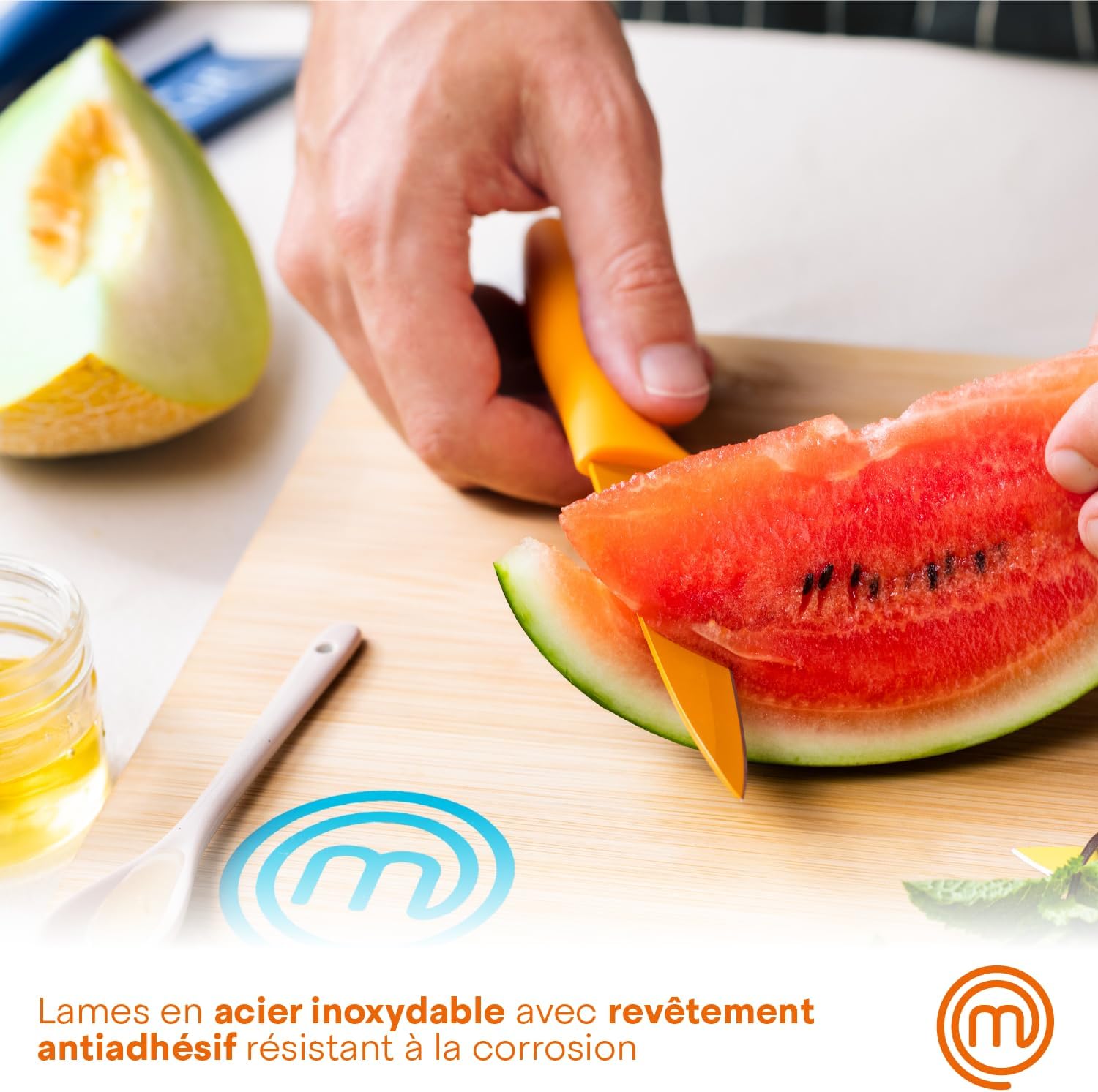 MasterChef - Bloc couteaux série cuisine - inox, manche ergonomique, multicolore