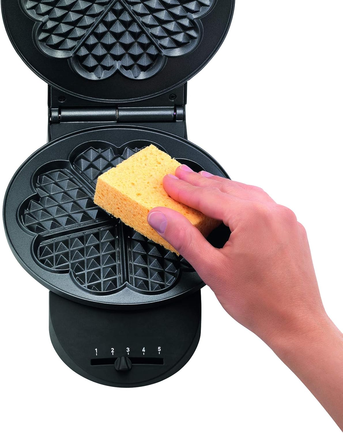 Tefal - Gaufrier WM310D - 1000W - plaques cœur antiadhésives, régulateur de température, bac récupérateur