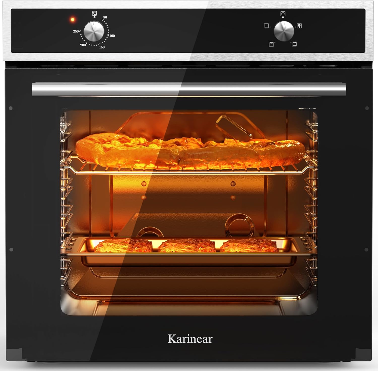 Karinear - four électrique 60 cm, 65L, 4 programmes, 2200W, verre trempé
