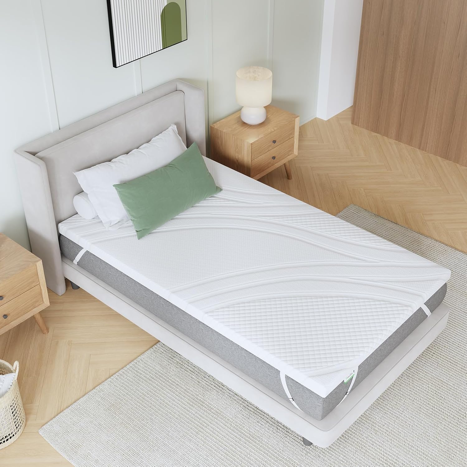 Novilla - Surmatelas Gel Mémoire 100x200cm - 7.5cm, Antidérapant, Lavable