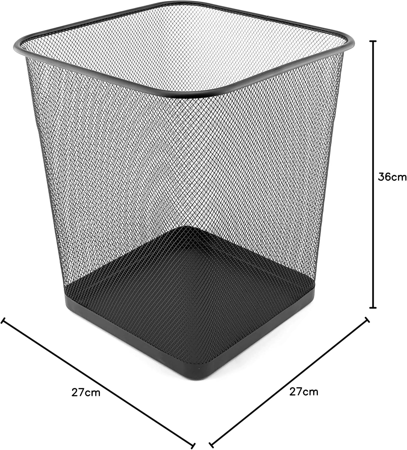 D.RECT - Corbeille Bureau Série 18L - 30x27x33cm - Treillis métal noir